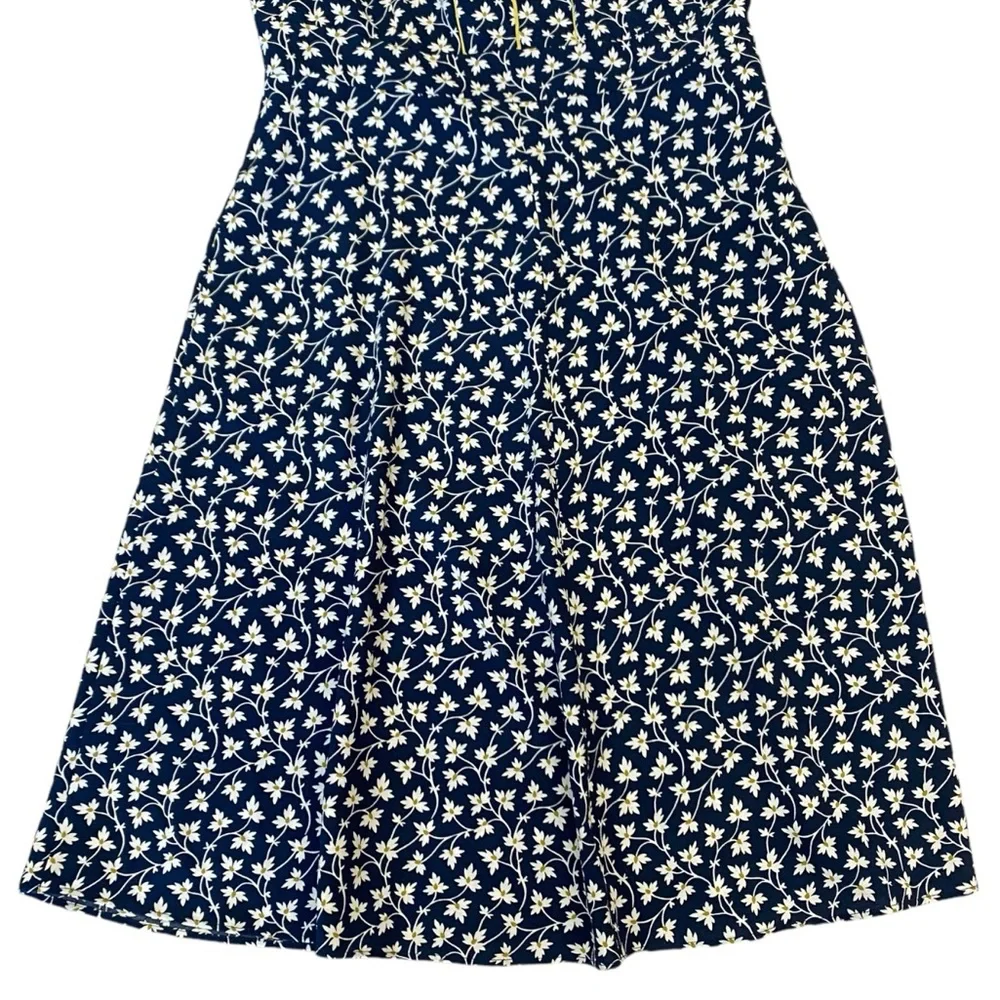 Weekend Max Mara Dress Short Sleeve Navy Blue w/ White green Floral Mini Size 10 - Picture 4 of 10